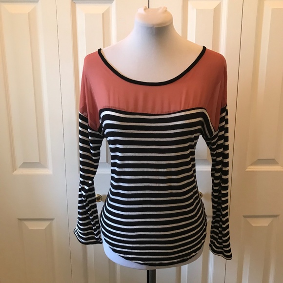 E(hanger)M Tops - E (hanger) M Stripped Sheer Top T-Back Top sz S